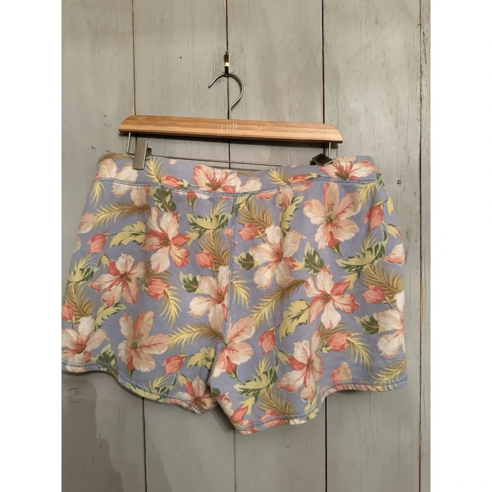 Polo Ralph‎ Lauren Fleece Shorts Blue Pink Floral Pockets Drawstring S-XL